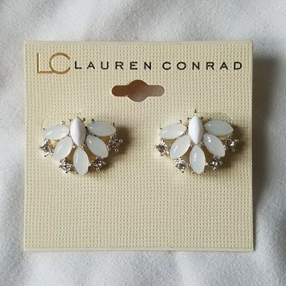 LC Lauren Conrad White Stud Statement Earrings
